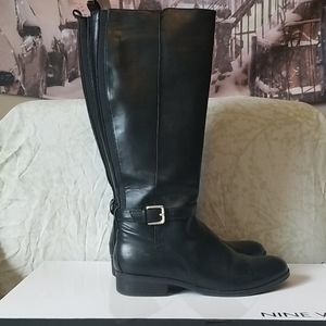 Nine West Giani - Black Knee High Riding Boots